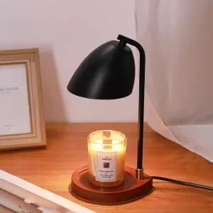 Home Decorative Flameless Wood Candle Warmer, Natural Material Black & Wood Arched Candle Warmer Lamp