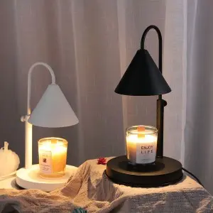 Candle Warmer, Adjustable Lamp for Yankee Candle Large Jar and 3 Wick Candles, Top Overhead Shade Warmers, 110-120V, Electric Auto Shut Melter Candle Warming Lamps (White/Black)