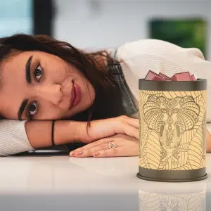 Elephant Wall Plug in Wax Warmer Metal Black Electric Wax Burner with Removable Tray, Fragrance Wax Warmer Night Light for Home Bedroom Room