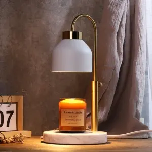 Modern Round Natural Marble Base Electric Candle Warmer Lamp