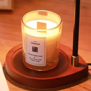 Home Decorative Flameless Wood Candle Warmer, Natural Material Black & Wood Arched Candle Warmer Lamp