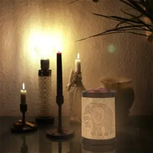 Elephant Wall Plug in Wax Warmer Metal Black Electric Wax Burner with Removable Tray, Fragrance Wax Warmer Night Light for Home Bedroom Room