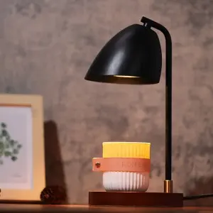 Home Decorative Flameless Wood Candle Warmer, Natural Material Black & Wood Arched Candle Warmer Lamp