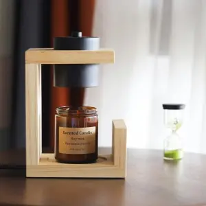 Modern Natural Rectangle Rubber Wood Electric Candle Warmer Lamp