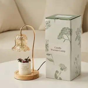 New glass flower romantic style electric candle warmer table lamp great gift and home decoration living room lightings Valentine’s gift flameless aroma burner creative present  for friends