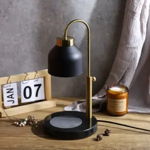 Modern Round Natural Marble Base Electric Candle Warmer Lamp
