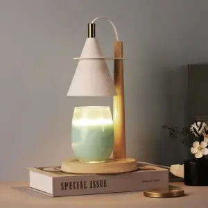 Modern Natural Rubber Wood Candle Warmer Lamp