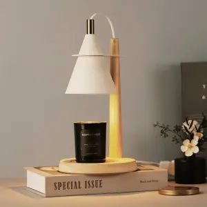 Modern Natural Rubber Wood Candle Warmer Lamp