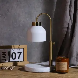 Modern Round Natural Marble Base Electric Candle Warmer Lamp