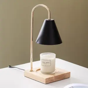 Home Decorative Flameless Wood Candle Warmer, Natural Material for Yankee Candle Large Jar and 3 Wick Candles, Top Overhead Shade Warmers, 110-120V, Electric Auto Shut Melter Candle Warming Lamps